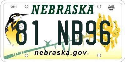 NE license plate 81NB96