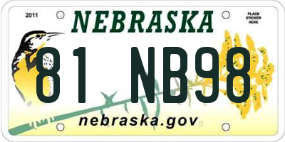 NE license plate 81NB98
