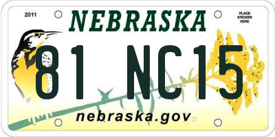 NE license plate 81NC15