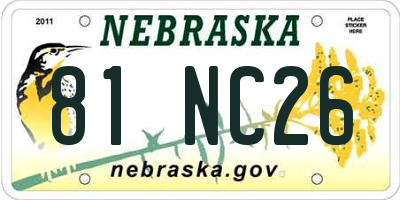 NE license plate 81NC26