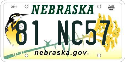 NE license plate 81NC57