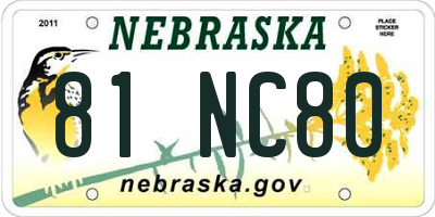 NE license plate 81NC80