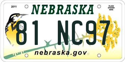 NE license plate 81NC97