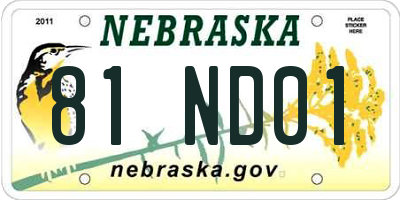 NE license plate 81ND01