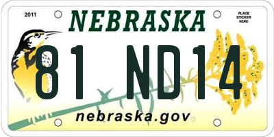 NE license plate 81ND14