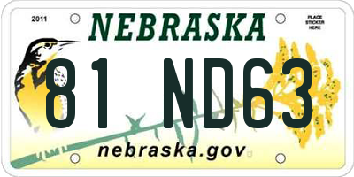 NE license plate 81ND63