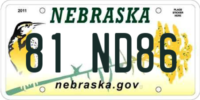 NE license plate 81ND86