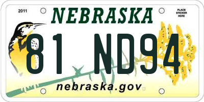NE license plate 81ND94