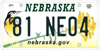 NE license plate 81NE04