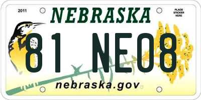 NE license plate 81NE08