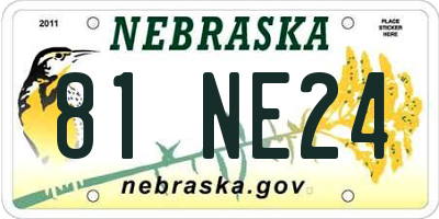 NE license plate 81NE24