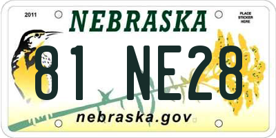 NE license plate 81NE28