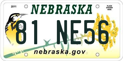 NE license plate 81NE56