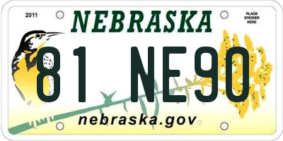 NE license plate 81NE90