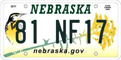 NE license plate 81NF17