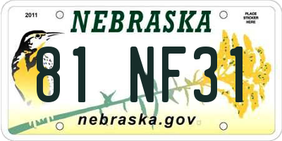 NE license plate 81NF31