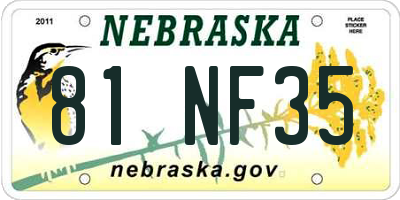 NE license plate 81NF35
