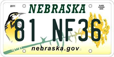 NE license plate 81NF36