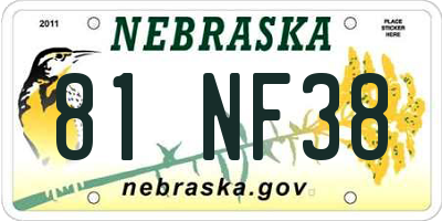 NE license plate 81NF38