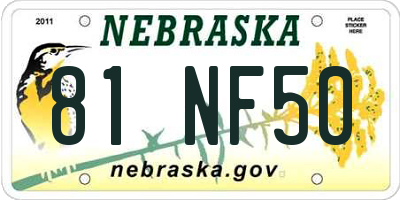 NE license plate 81NF50