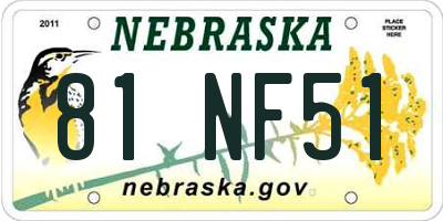 NE license plate 81NF51