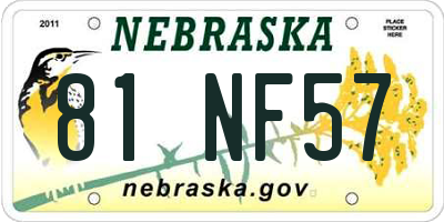 NE license plate 81NF57