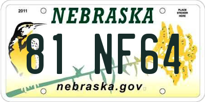 NE license plate 81NF64