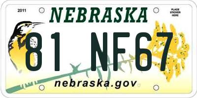 NE license plate 81NF67