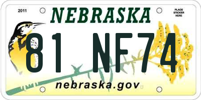 NE license plate 81NF74