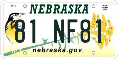 NE license plate 81NF81