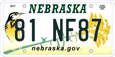 NE license plate 81NF87