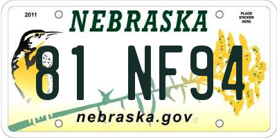 NE license plate 81NF94