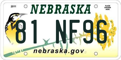 NE license plate 81NF96