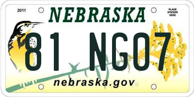 NE license plate 81NG07