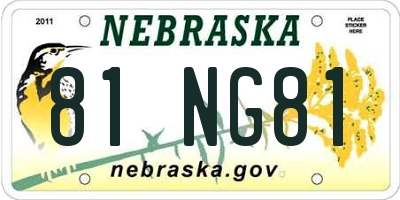NE license plate 81NG81