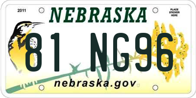 NE license plate 81NG96