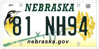 NE license plate 81NH94