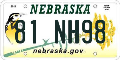 NE license plate 81NH98