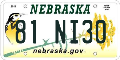 NE license plate 81NI30