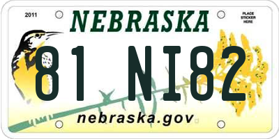 NE license plate 81NI82