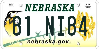 NE license plate 81NI84