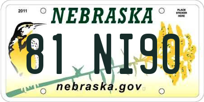 NE license plate 81NI90
