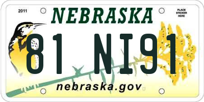 NE license plate 81NI91