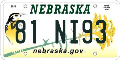 NE license plate 81NI93