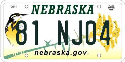 NE license plate 81NJ04