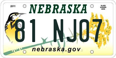 NE license plate 81NJ07
