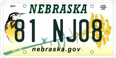 NE license plate 81NJ08