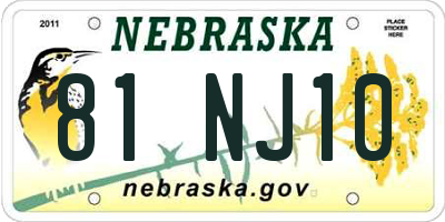 NE license plate 81NJ10