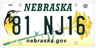 NE license plate 81NJ16
