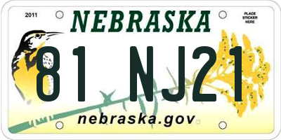 NE license plate 81NJ21